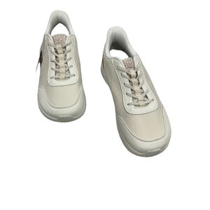 Men’s NWT BNQ Wide Faux Leather Mesh Bungee Lace Sneakers Us 10 White Tan